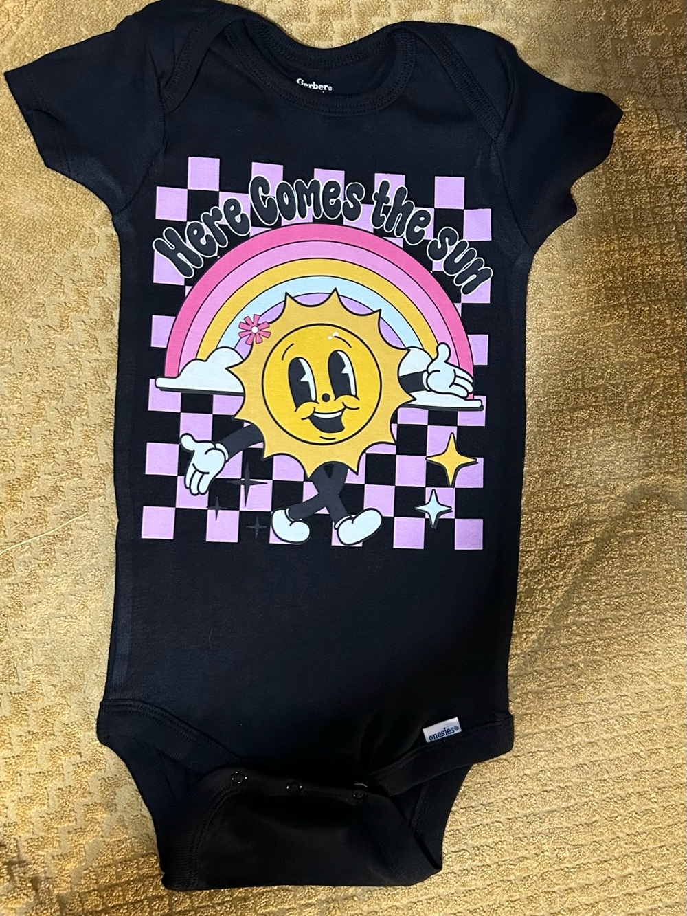 New!! Gerber Black One-Piece with Sunny Rainbow Graphic - Size 18 Months
